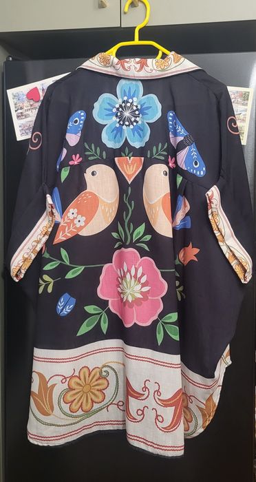 Koszula len folk, boho, hippie, Lniana koszula folk