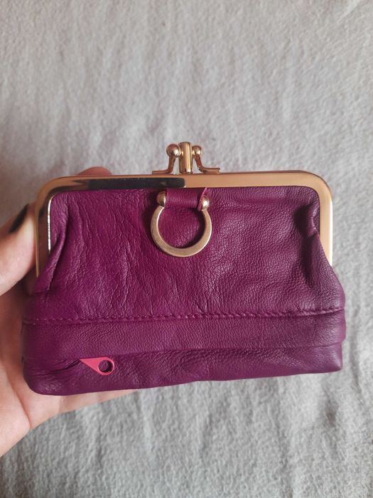 Portmonetka skórzana damska, piękny fiolet!