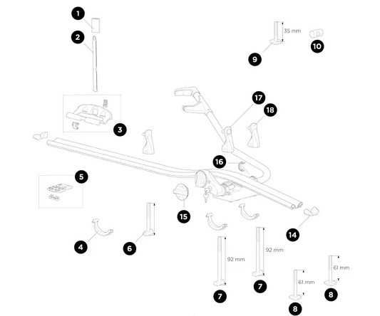 Peças para suporte de bicicleta Thule Proride 591 e 598