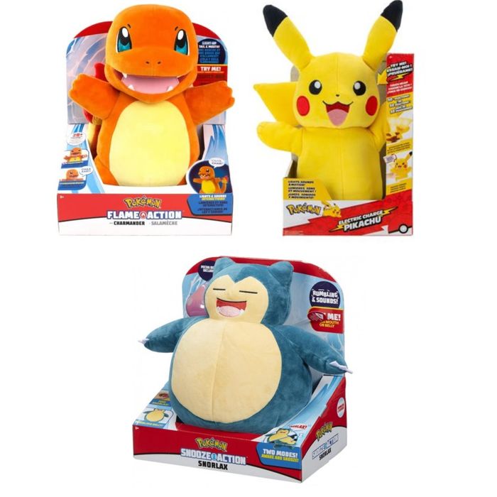 Peluche Pokemon Pikachu Charmander Snorlax - com luzes e som (novos)