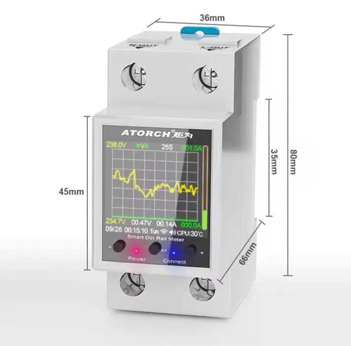 Умный счетчик Реле напруги на DIN рейку 100A Atorch GR2P