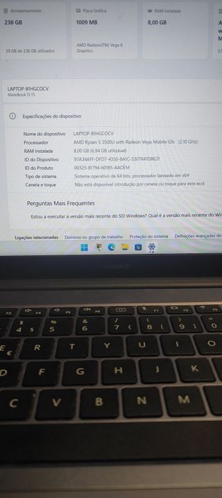 Huawei MateBook D15 com Ryzen 5