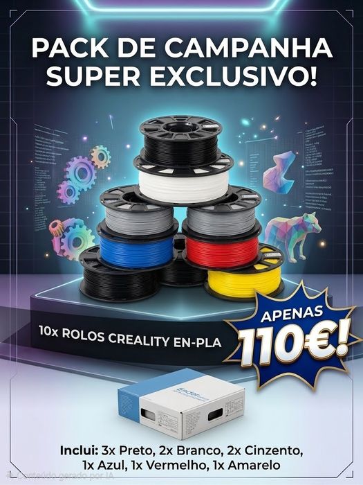 MEGA PACK FILAMENTO  CREALITY EN-PLA (10 KG) – O Combustível Perfeito para a tua Impressora 3D!