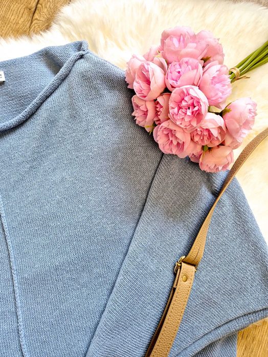 Sweterek damski oversize S 36 Zara niebieski błękitny bluza swetr