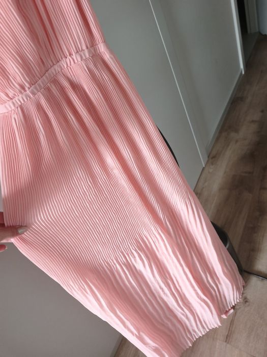 Długa maxi sukienka pudrowy róż h&M 40 L