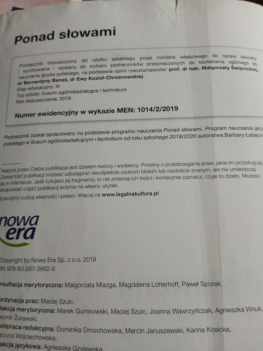 Podręcznik Ponad słowami 1 część 1 i 2