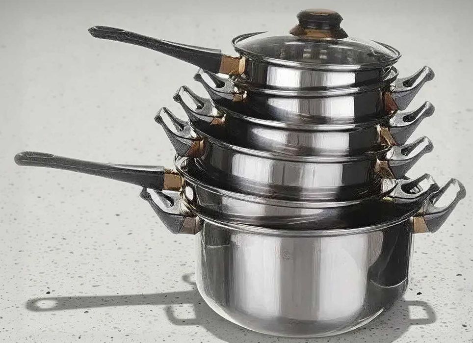 Набір каструль 6 в 1 Набор кастрюль - 12 предметів з нержавіючої сталі