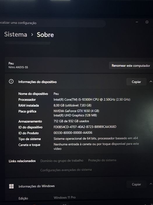 Notebook Gamer - Acer Nitro 5 • GTX 1650