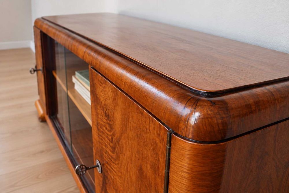Biblioteczka Witrynka Komoda Art Deco - orzech