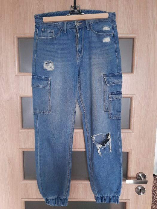 Spodnie jeansy jeansowe dżinsowe dżinsy ze ściągaczami