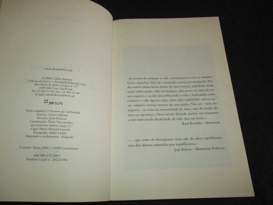 Livro O Homem da Carbonária Carlos Ademar