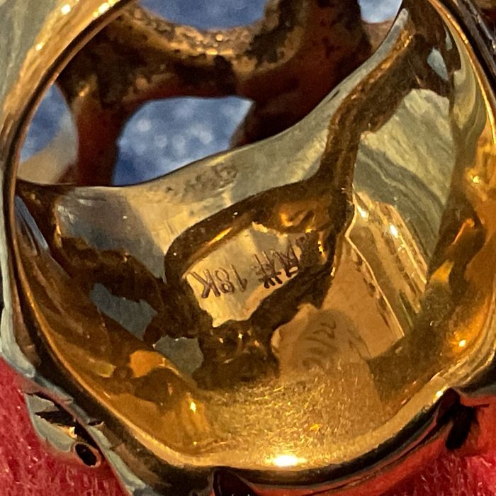 Anel garra de dragão oriental 18k pedra vermelha T22 m
