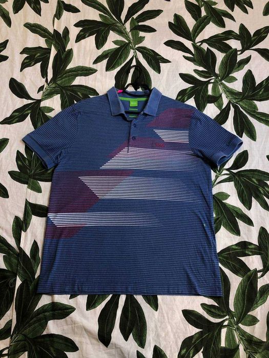 Hugo Boss поло оригинал с принтом синий размер L