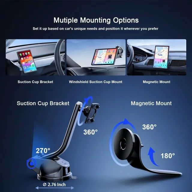 Портативний автомобільний монітор Krunia RC04 Smart Screen з підтримкою бездротових Apple CarPlay та Android Auto, IPS дисплей