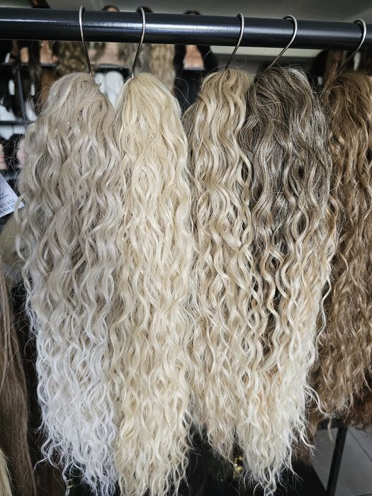 Kucyk kuc 55 cm blond fale zagęszczenie i przedłużenie włosów kitka