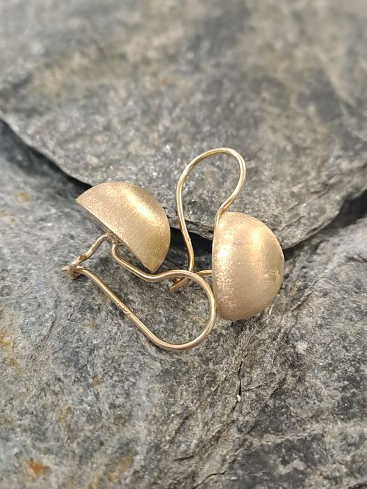 Śliczne złote kolczyki wiszące Matowe Kulki Pr.585 Nowe 2 cm
