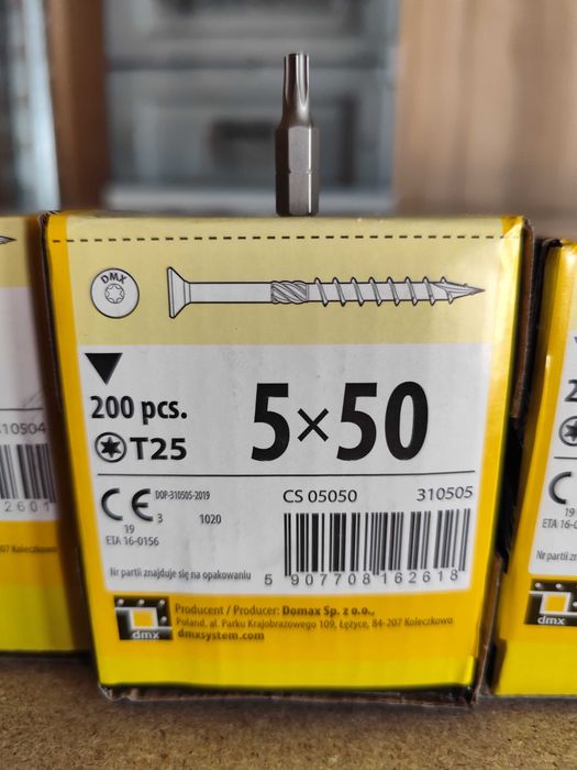 wkręty do drewna 5x50 stożkowe 200szt + Torx T25