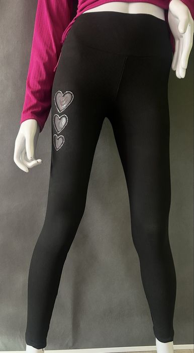 Czarne legginsy w prążek  rozmiar S/M