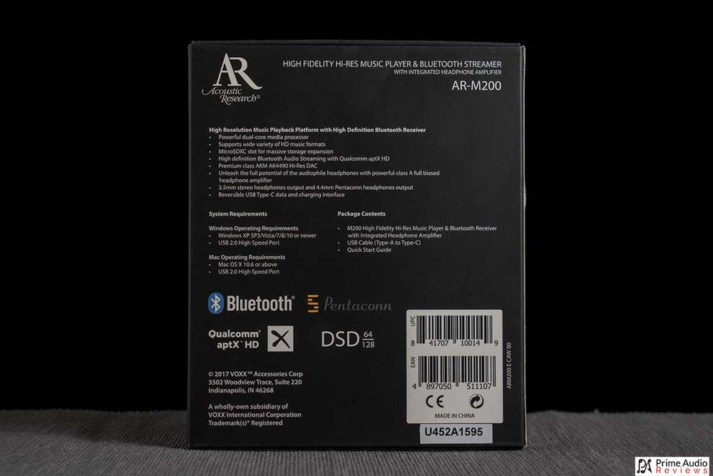 Плеер Acoustic Research® Hi-Res Клас A + BluetoothHD + Pentacon 4