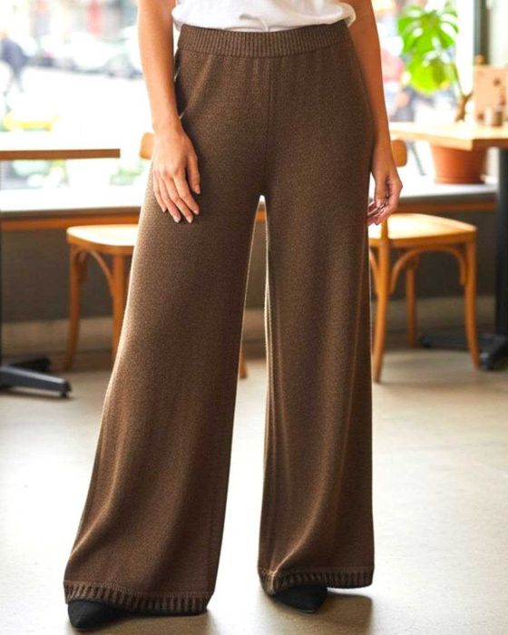 Широкие вязаные брюки зимние брюки трубы, р. L/XL