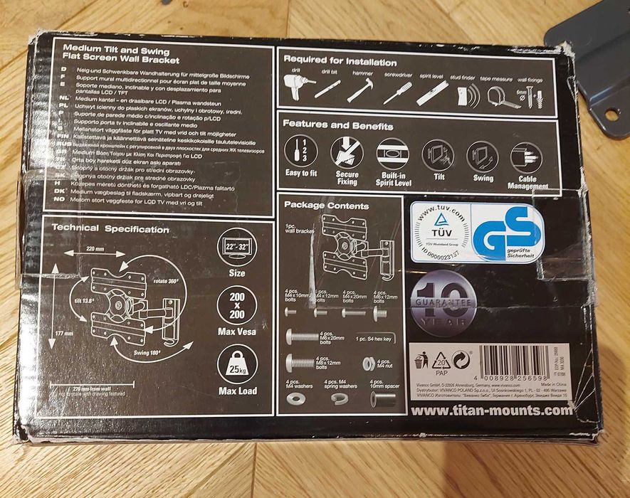 Uchwyt ścienny, stojak do TV titan medium 22''-32''