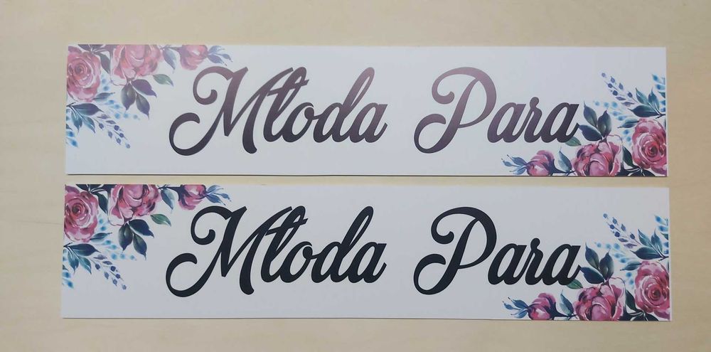 Tablice auta Młoda Para różowe róż kwiaty róże PCV 2 wodoodporne 2 szt