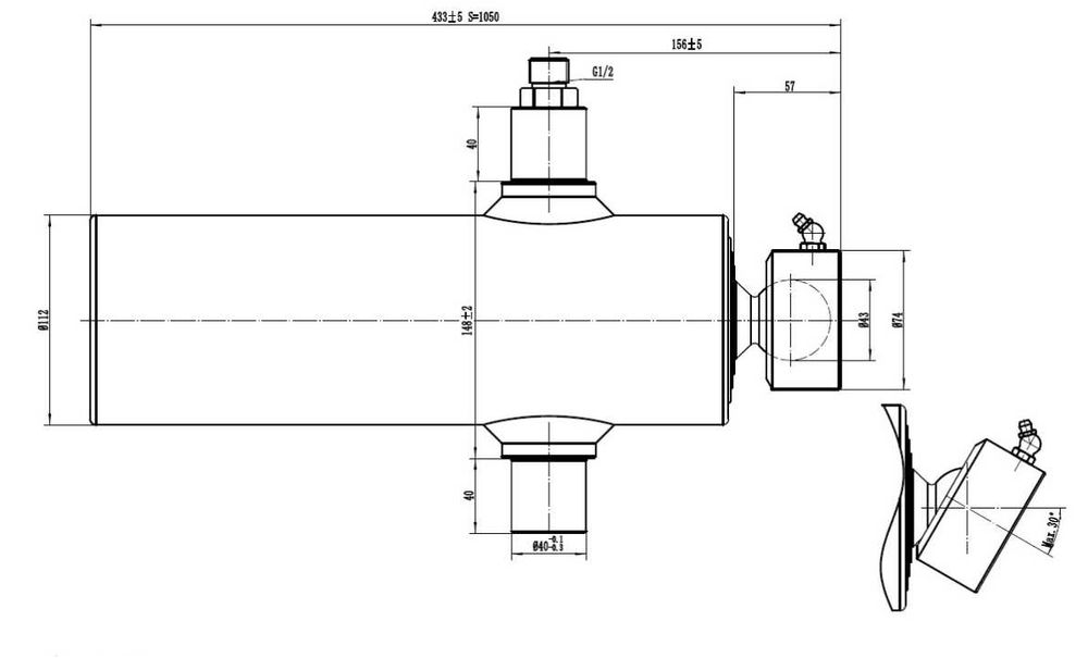siłownik kipra do busa. 105 cm. wysuw, 4 stopnie, 6 ton. Niski