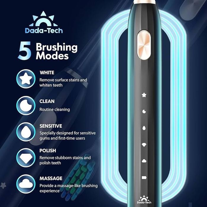 Електрична звукова зубна щітка Dada-Tech DT-22, 5 режимів, 8 насадок