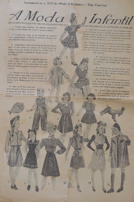 Jornal O SÉCULO - Suplemento antigo Modas e Bordados - moda estilismo