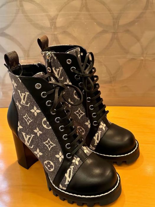 Damskie buty Louis Vuitton 37/38 trapery Star Trail denim botki na obcasie NOWE