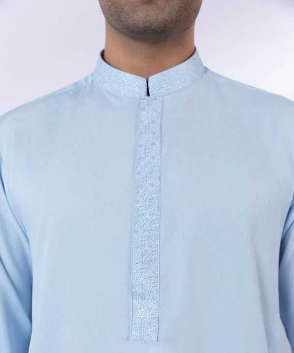 Męska tunika orientalna L niebieska wiskoza kameez kurta Indie boho