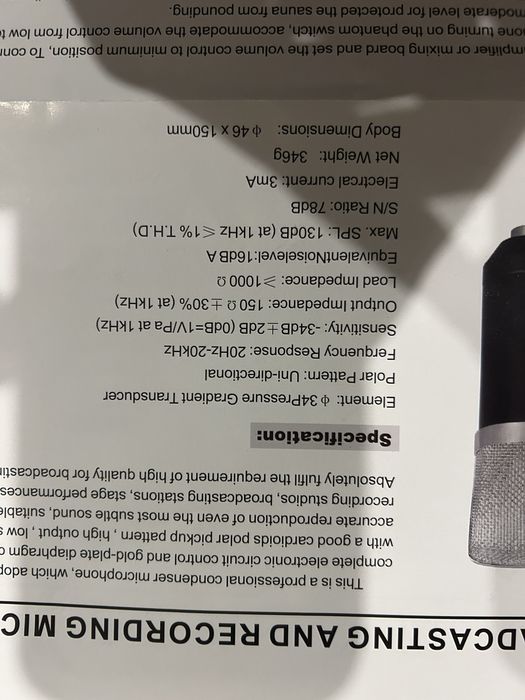 mikrofon pojemnościowy do komputera