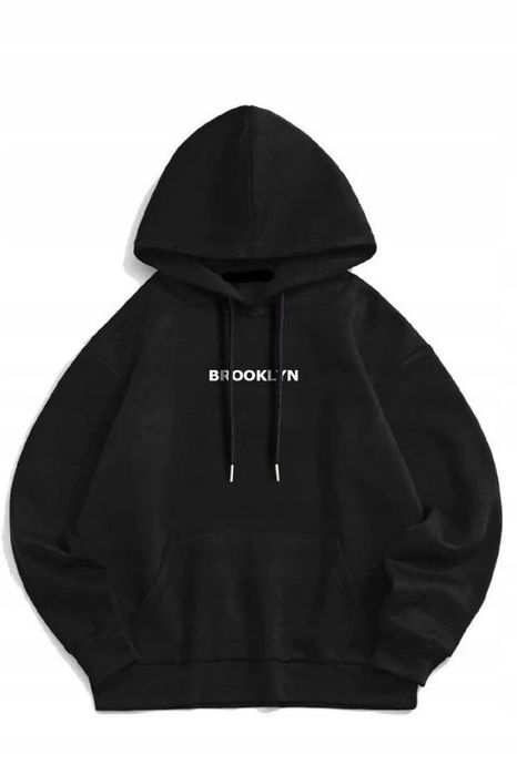 Czarna bluza z kapturem z nadrukiem brooklyn xxl 5ia