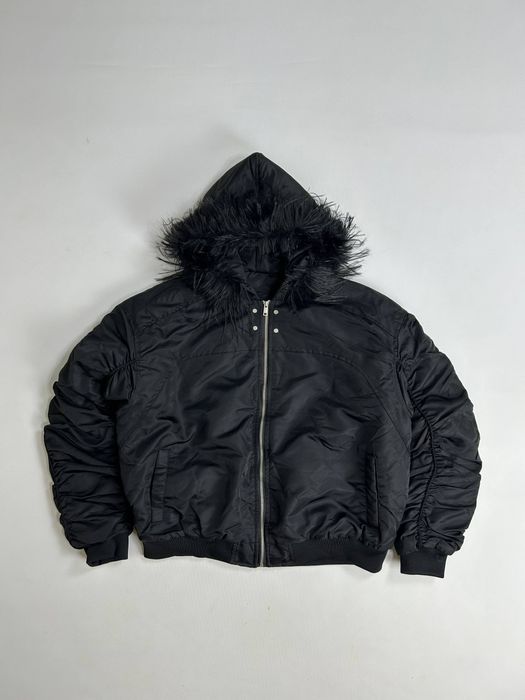 Bomber jacket black archive opium custom куртка бомбер чорна із міхом мех чорний колір джинсовка опіум куртка унісекс оверсайз S M L XL