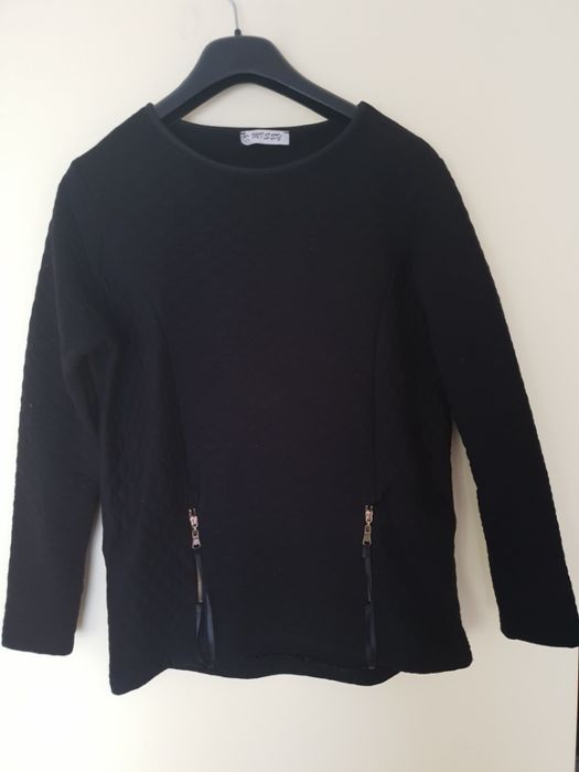 Bluza bluzka czarna pikowana zamki zip zipy S/M 36/38