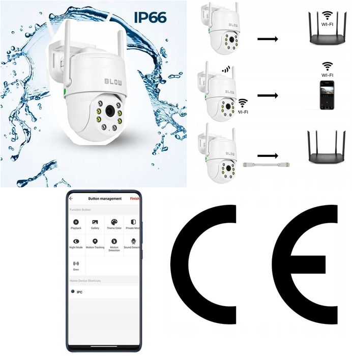 Kamera WiFi IP Zewnętrzna Obrotowa 2,5K Tryb Nocny Ochrona Dom Magazyn