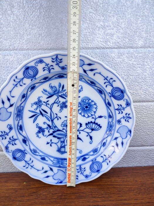 Porcelanowy talerz obiadowy - płaski wzór cebulowy - B.Bloch & Co XXw