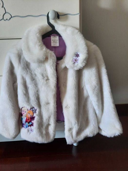 Casaco menina de pêlo branco Disney
