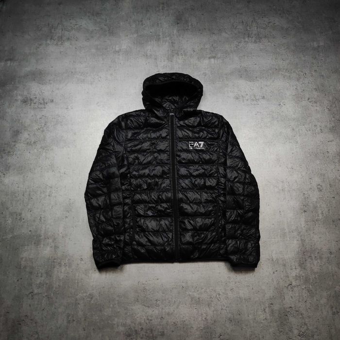 MĘSKA PREMIUM Kurtka Puchowa Lekka EA7 Emporio Armani Ocieplona Logo