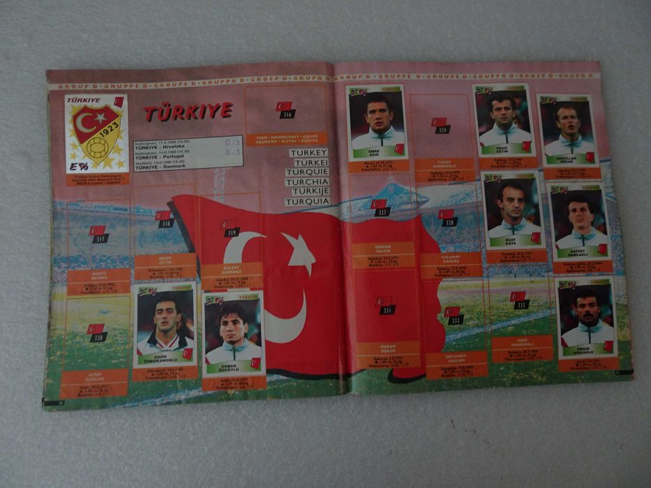 Caderneta de cromos de futebol Europa 96 Panini (tem 182 cromos)