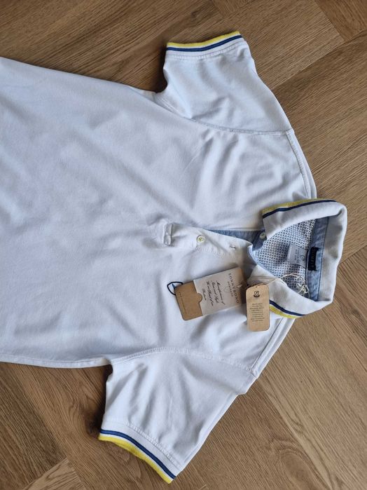 Męska koszula polo biały t-shirt bawełna 100% nowa