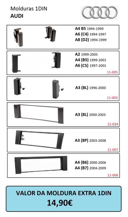 (NOVO) Rádio 1DIN • AUDI A2/A3/A4/A6/A8 • Android GPS (2DIN)