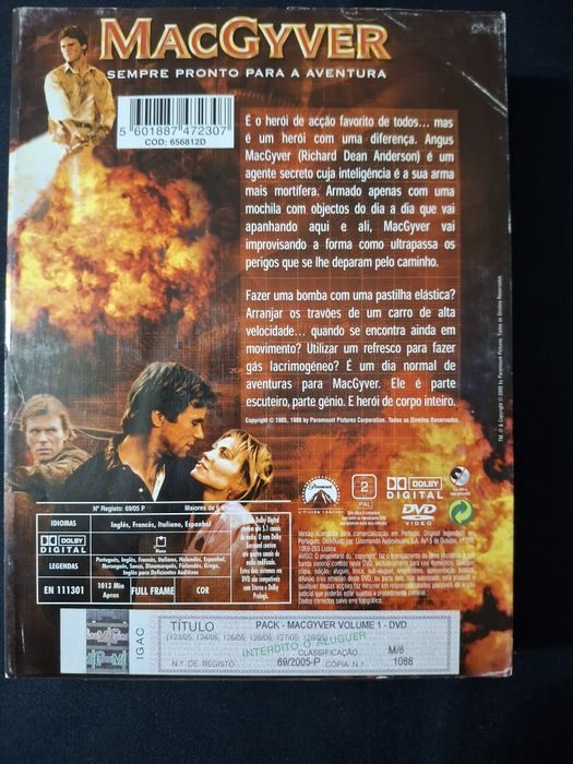 DVDs MacGyver The Complete First Season. Embalada.