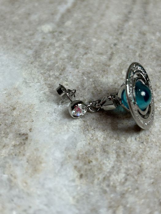 Vivienne Westwood Orb Saturn Earrings Light Blue сережки серьги