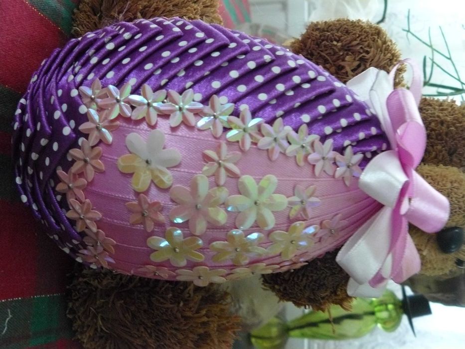 Zając królik ozdoba 31 cm + jajko handmade wstążeczka ceki