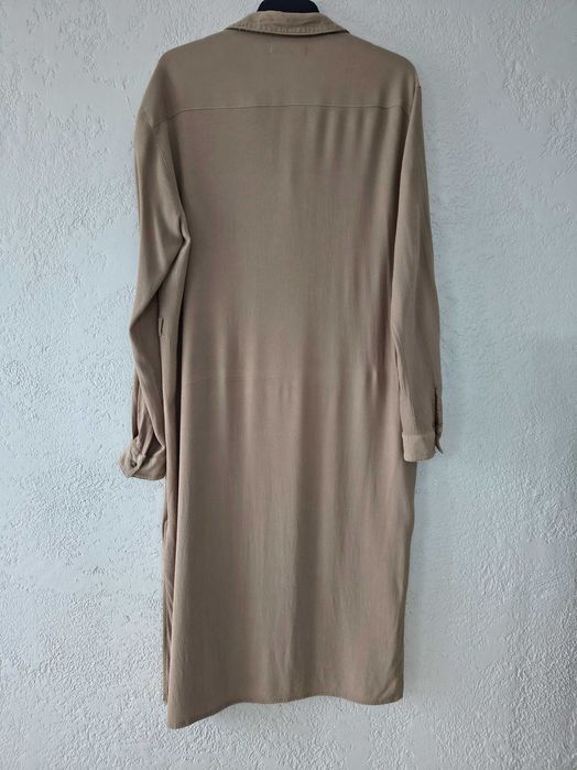 Midi sukienka/tunika zapinana, szmizerka camel, 100%wiskoza, Oversize/ M