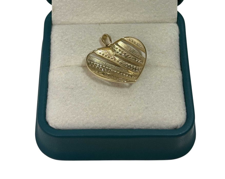 Złota zawieszka serce z cyrkoniami 585 2,14g