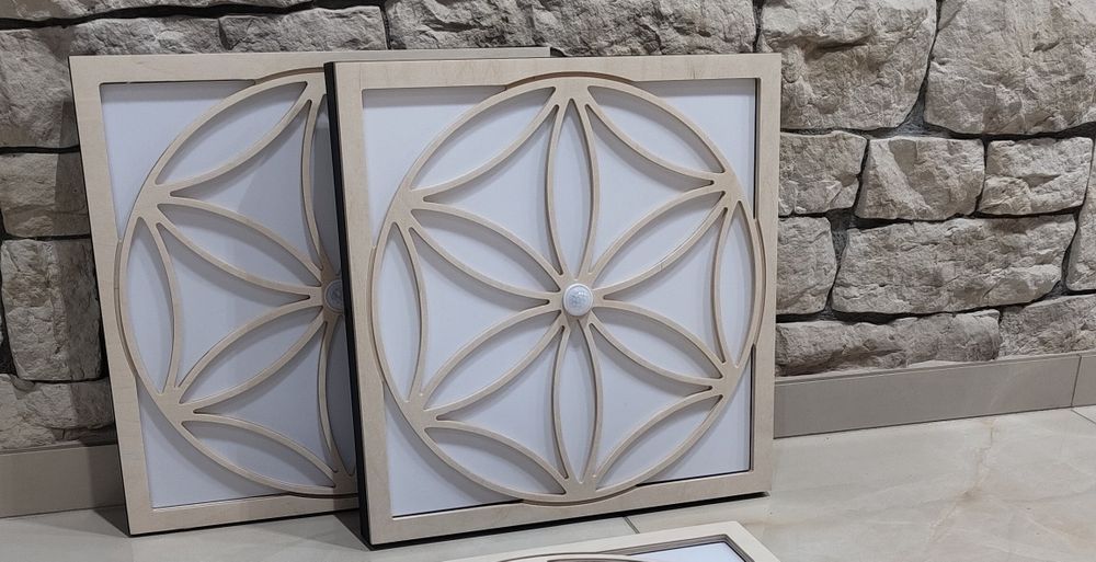 Plafon 40x40 kinkiet lampa góralska drewniana styl zakopiański folk.