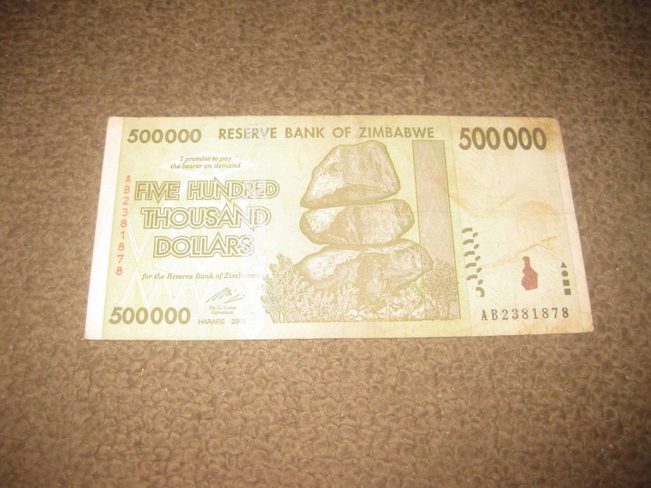 Nota do Zimbabwe "500 000 Dollars" MBC-