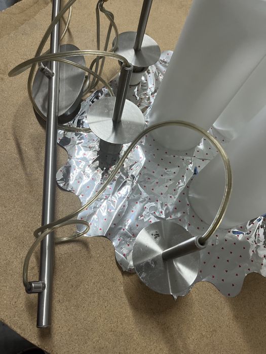 Candeiro com 3  lampadas 3 cilindros em vidro fosco